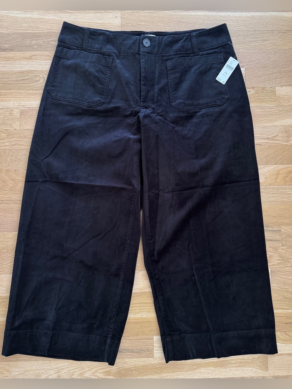 Maeve The Collette Wide Leg Crop Velvet Pants Black Size 16w